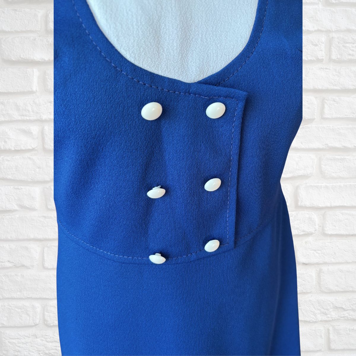 60s Navy Blue & White Mod Style Vintage Scooter Dress. Approx UK Size 8-10