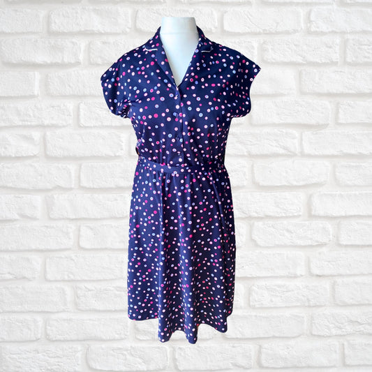 80s does 40s polka dot midi dress