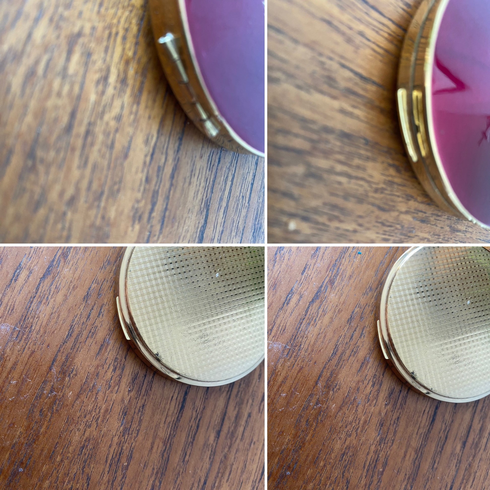 Red compact for powder or handbag mirror use