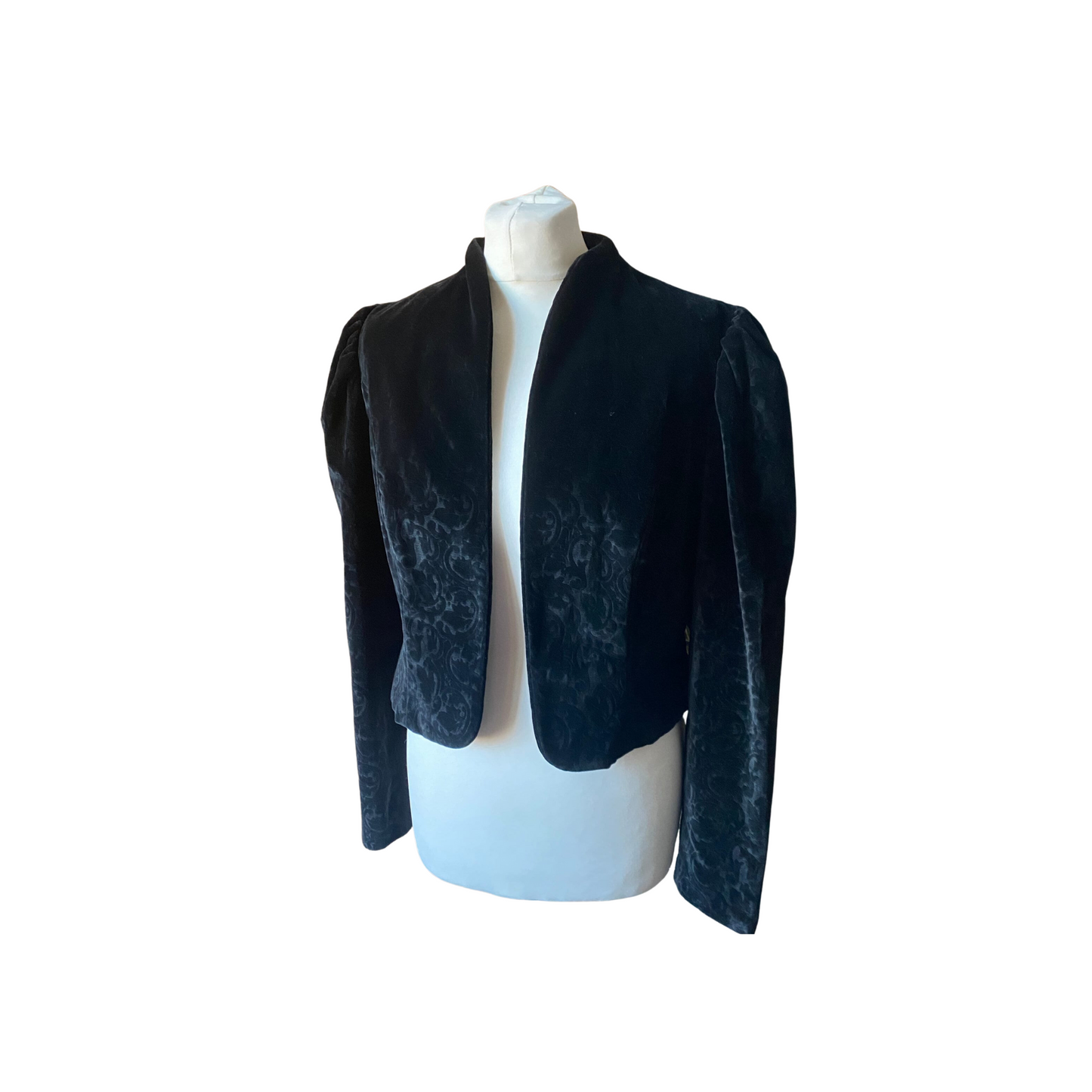 Vintage Austrian Dirndl Cropped Black Velvet Jacket. Approx U.K. size 8-12