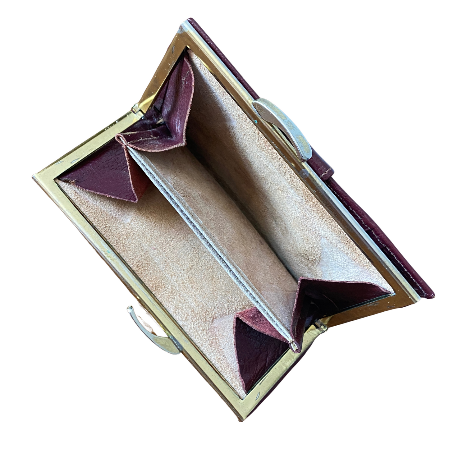 Genuine calf leather burgundy purse/wallet with multiple pockets for cash and cards