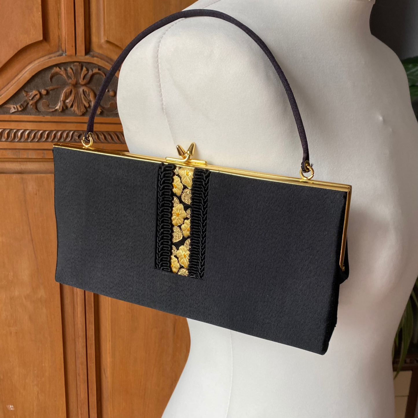 Vintage black and gold brocade evening bag. . Great gift idea