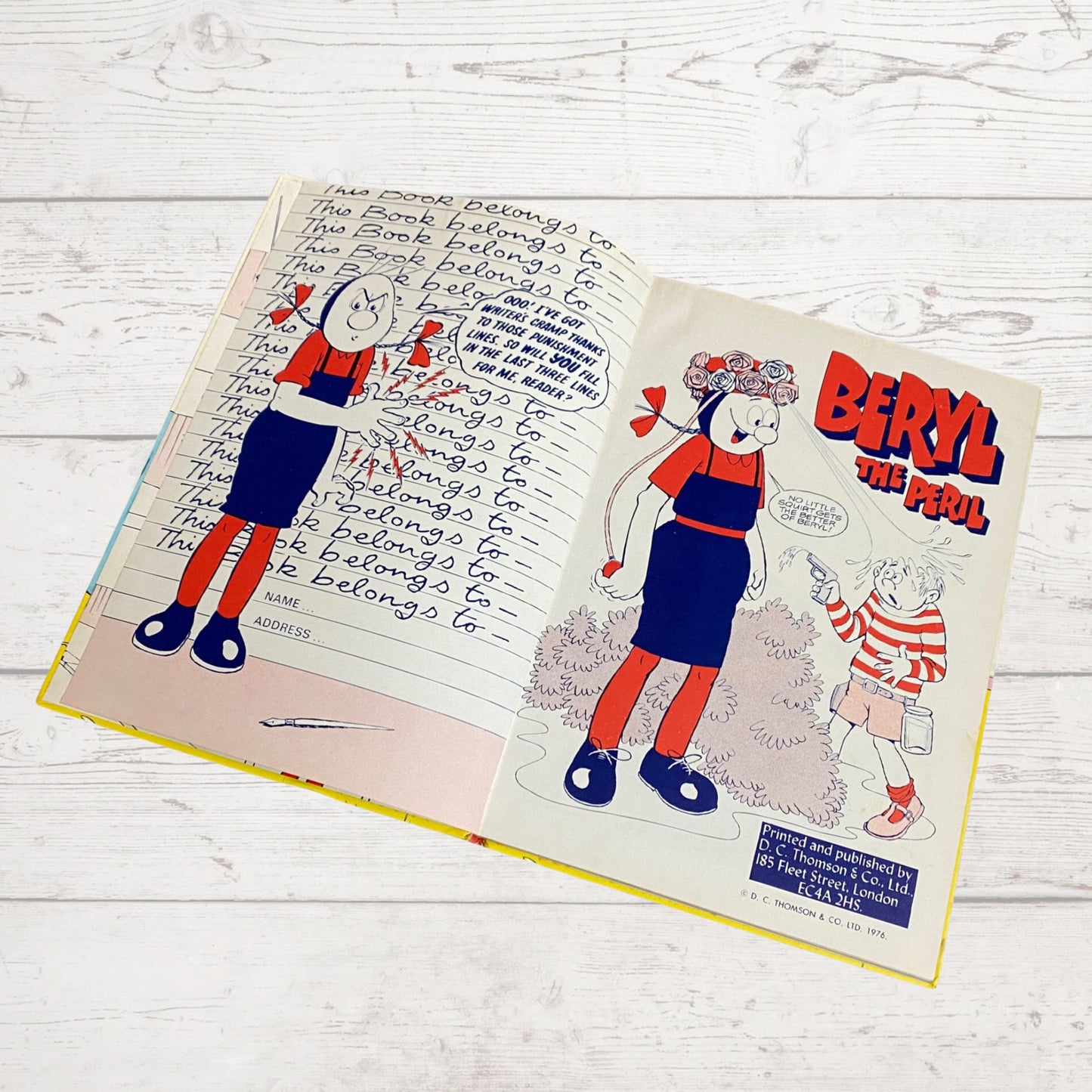 Vintage Beryl the Peril and famous fun chums annual 1977. Great nostalgic gift idea