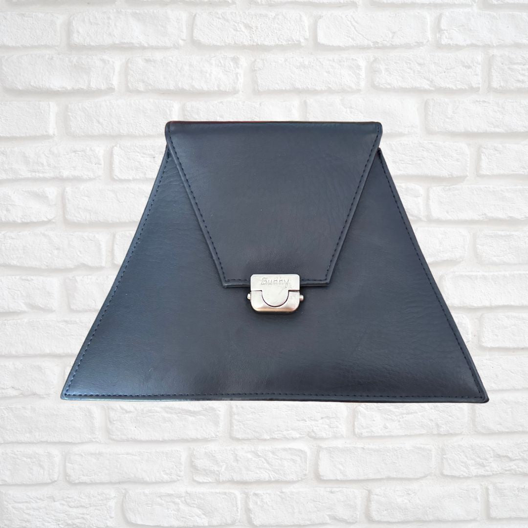 Vintage 60s Mod Style Navy Blue Triangle Cross Body Bag with Adjustable Shoulder Strap