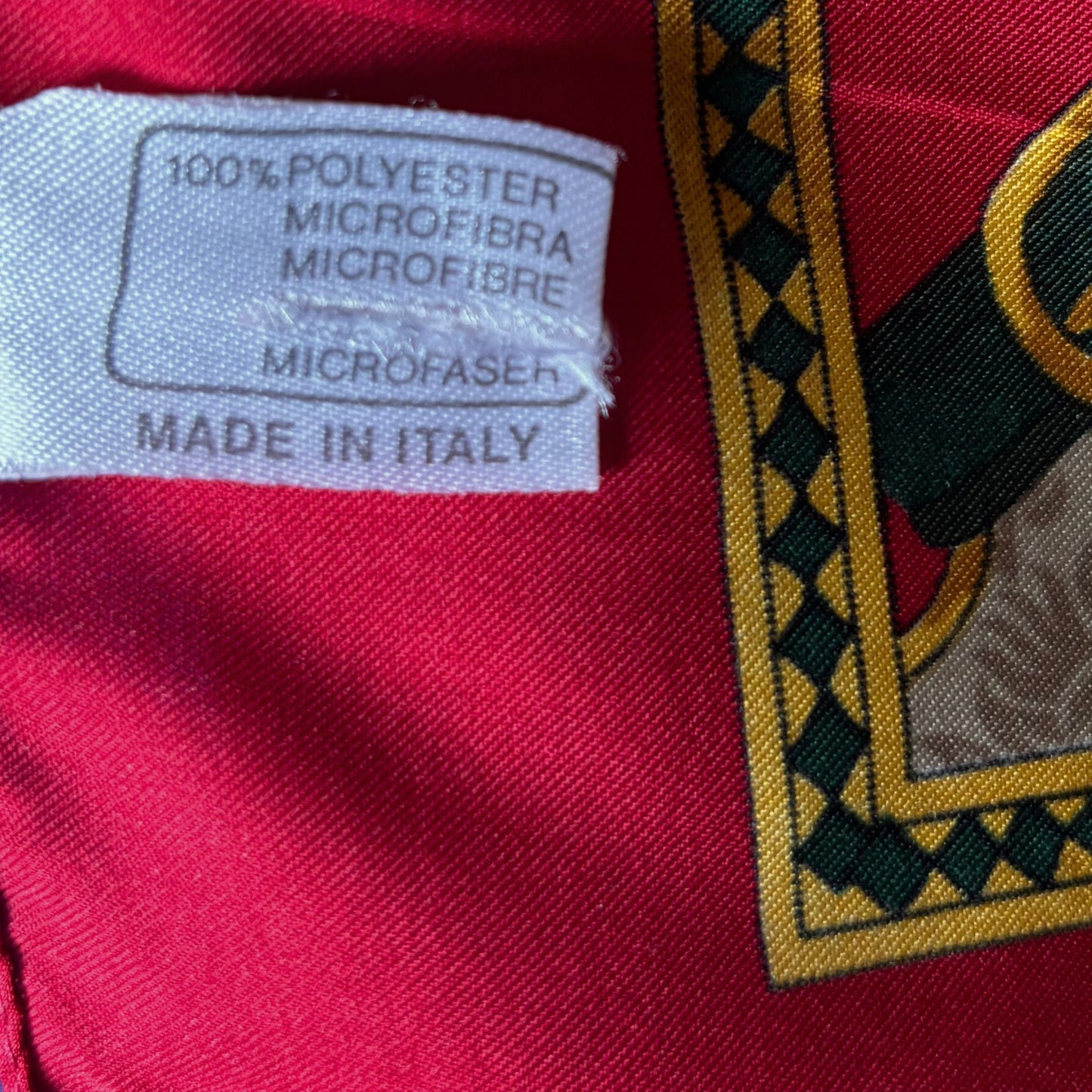 Red, Green and Gold Equestrian Style Large Square Vintage Scarf. Great Gift idea