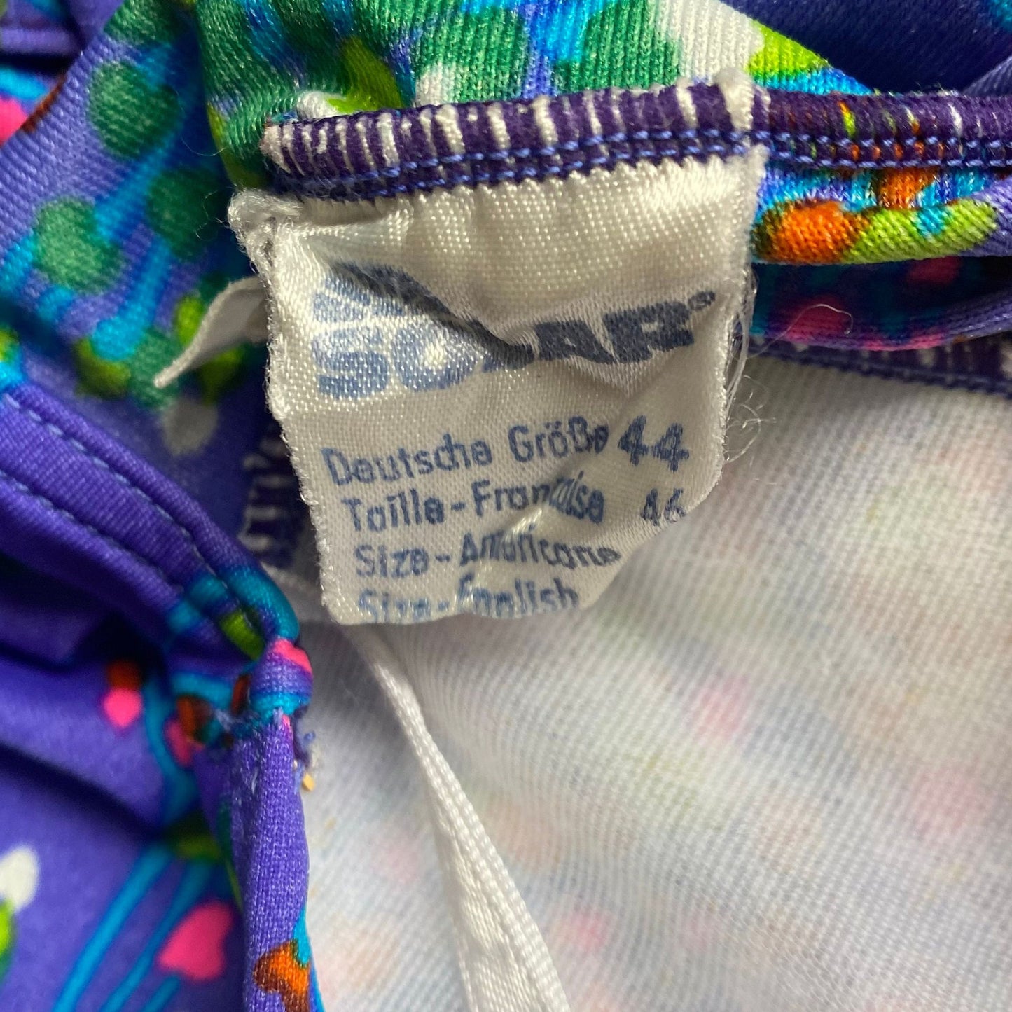 70s rainbow abstract print halter neck dress. Approx U.K. size 10-12