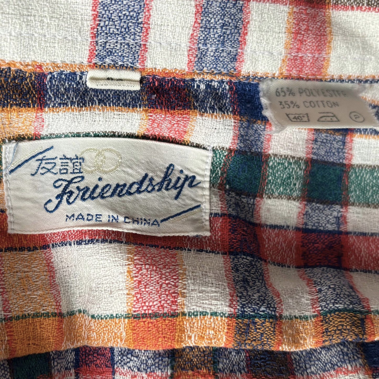 Bright and Colourful Checked Short Sleeved Vintage Shirt. Approx UK size L ( men) 12-14 (women )