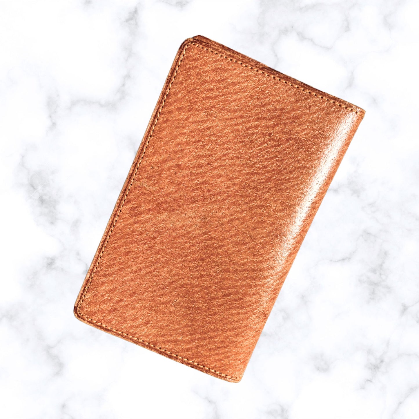 Vintage Dark Tan Pigskin Bifold Wallet/Note Book Holder - Stylish and Practical