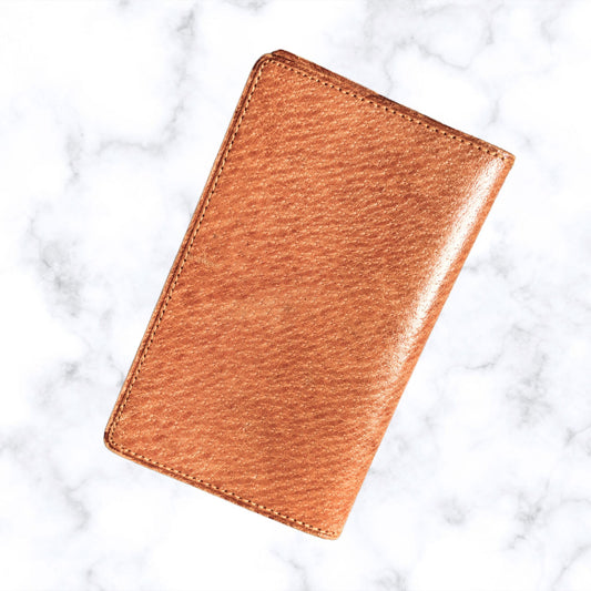 Vintage Dark Tan Pigskin Bifold Wallet/Note Book Holder - Stylish and Practical