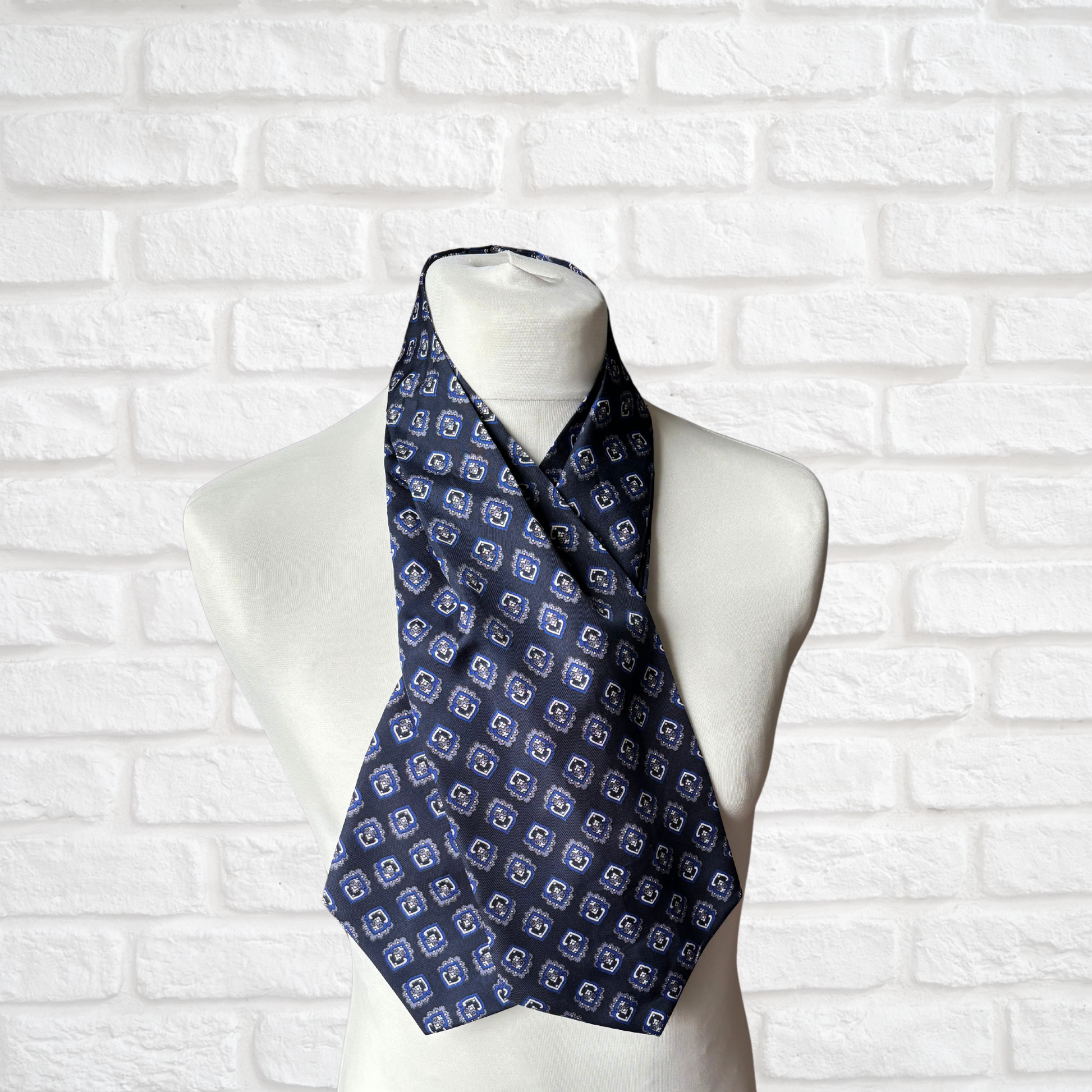 Blue, grey and white Paisley vintage Tootal cravat
