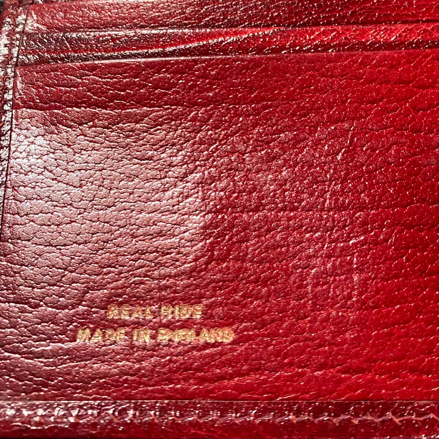 Stylish red leather wallet made in England