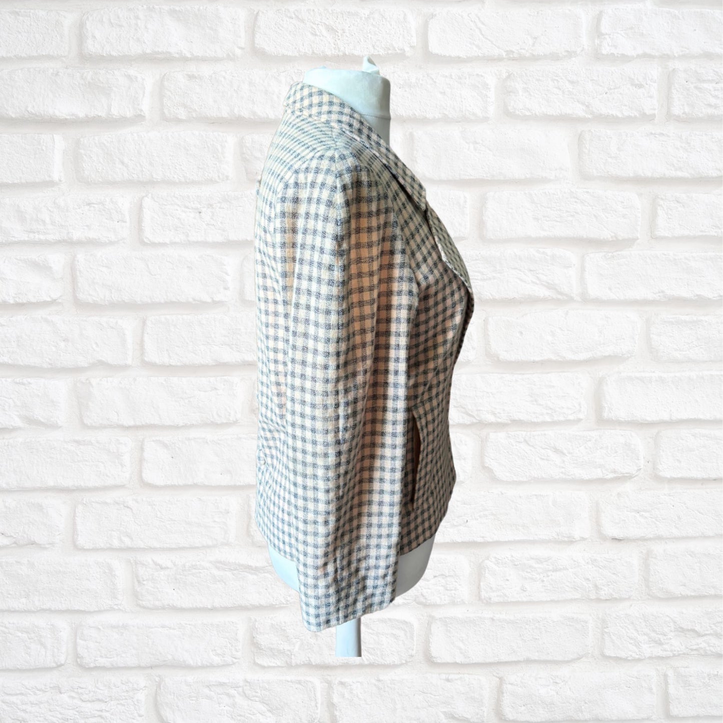 Vintage 80s Pink and Grey Check Long Sleeved Jacket. Approx UK size 12 - 16