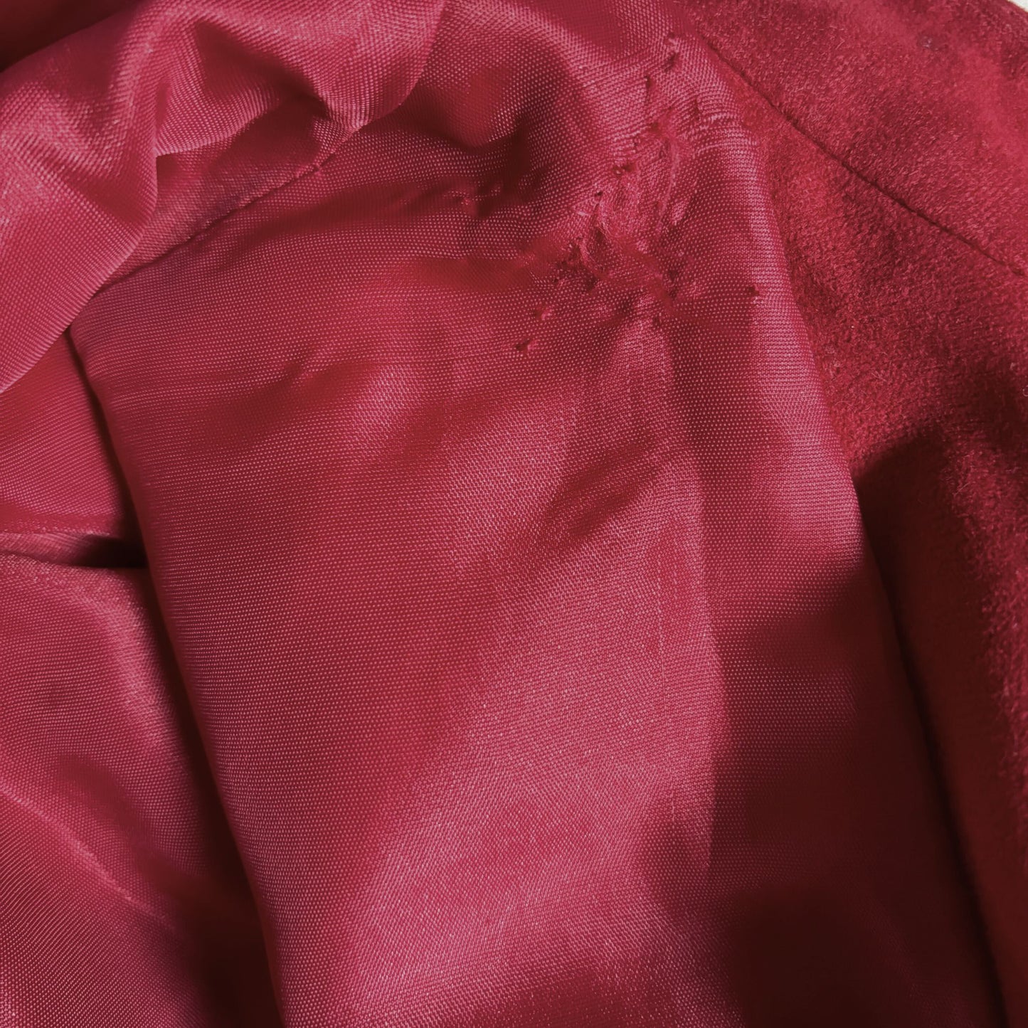 Vintage 80s Cherry Red Moleskin Blouson Style Jacket. Approx UK size 8- 12