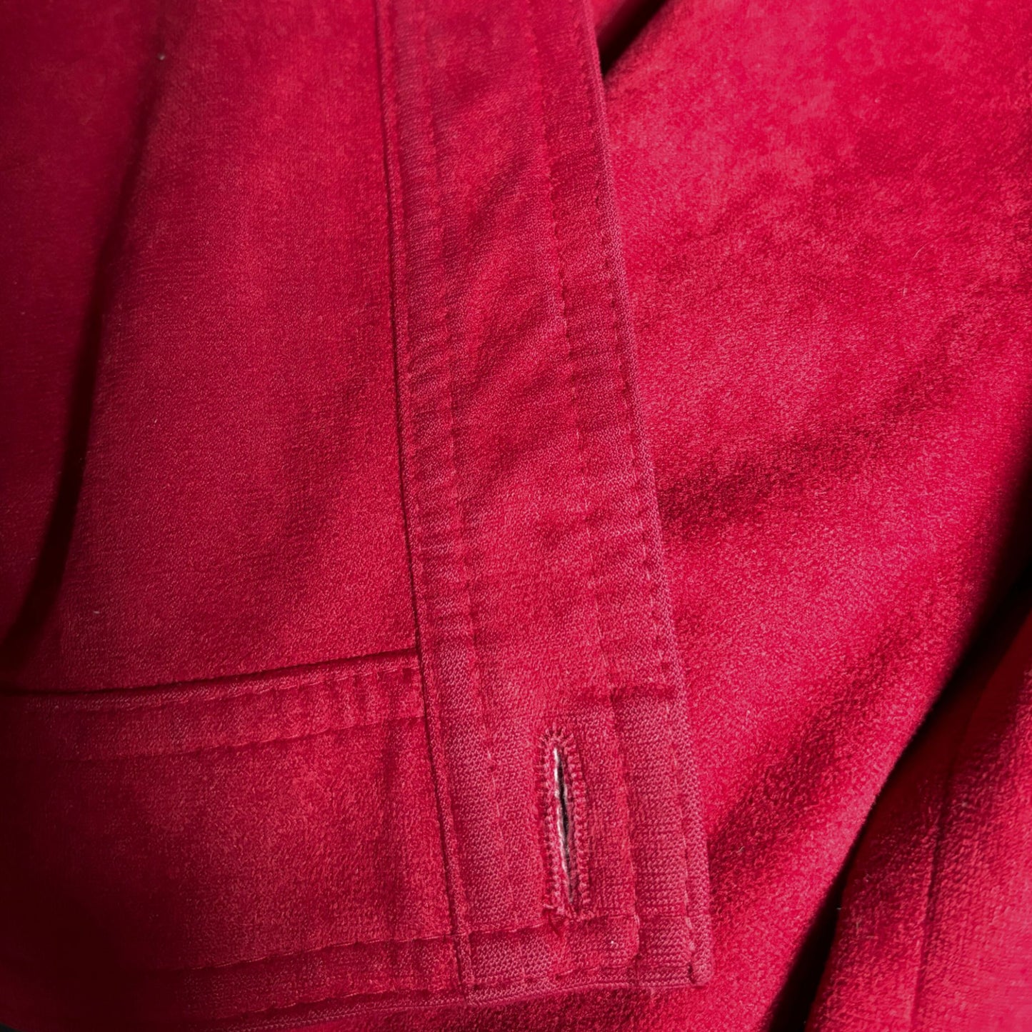 Vintage 80s Cherry Red Moleskin Blouson Style Jacket. Approx UK size 8- 12