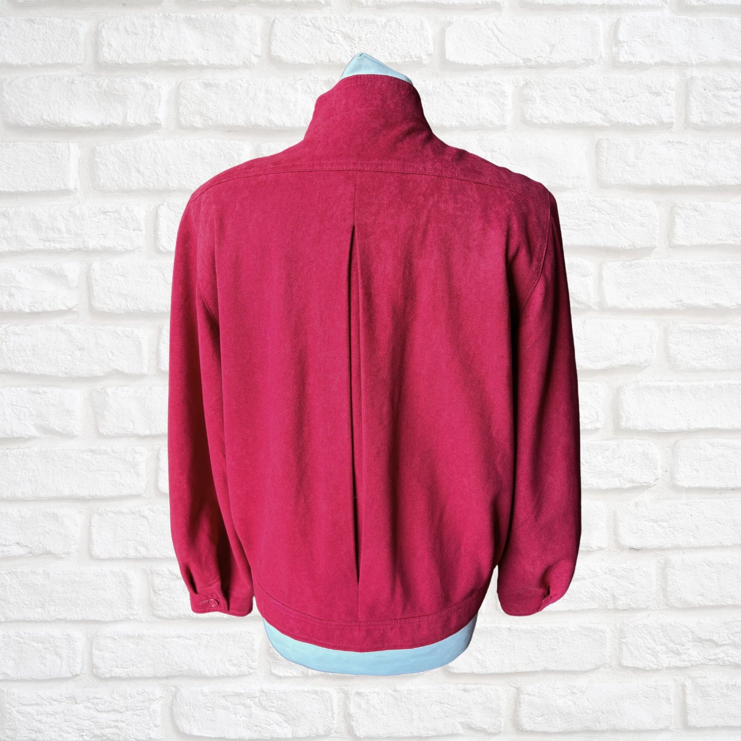 Vintage 80s Cherry Red Moleskin Blouson Style Jacket. Approx UK size 8- 12
