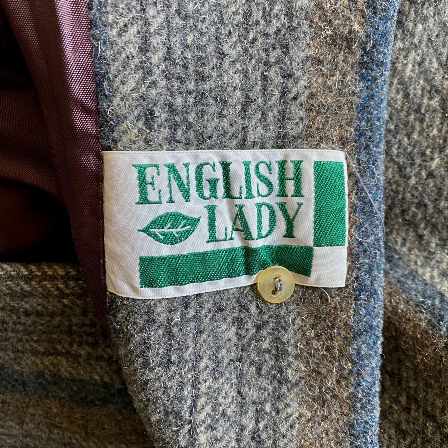 Vintage 70s Grey Blue Wool Midi Coat - Classic Style and Timeless Elegance.  Approx UK size 10-12