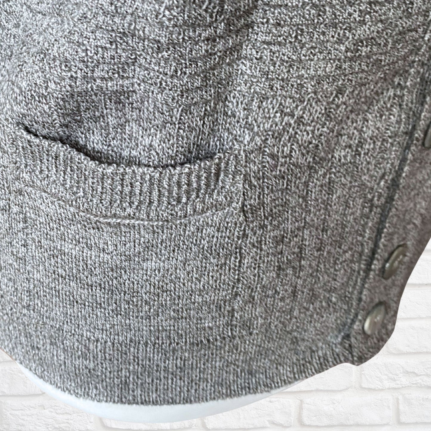 Grey Grandad Style Vintage Cardigan with V-Neck and pockets.Approx U.K. size 12-18