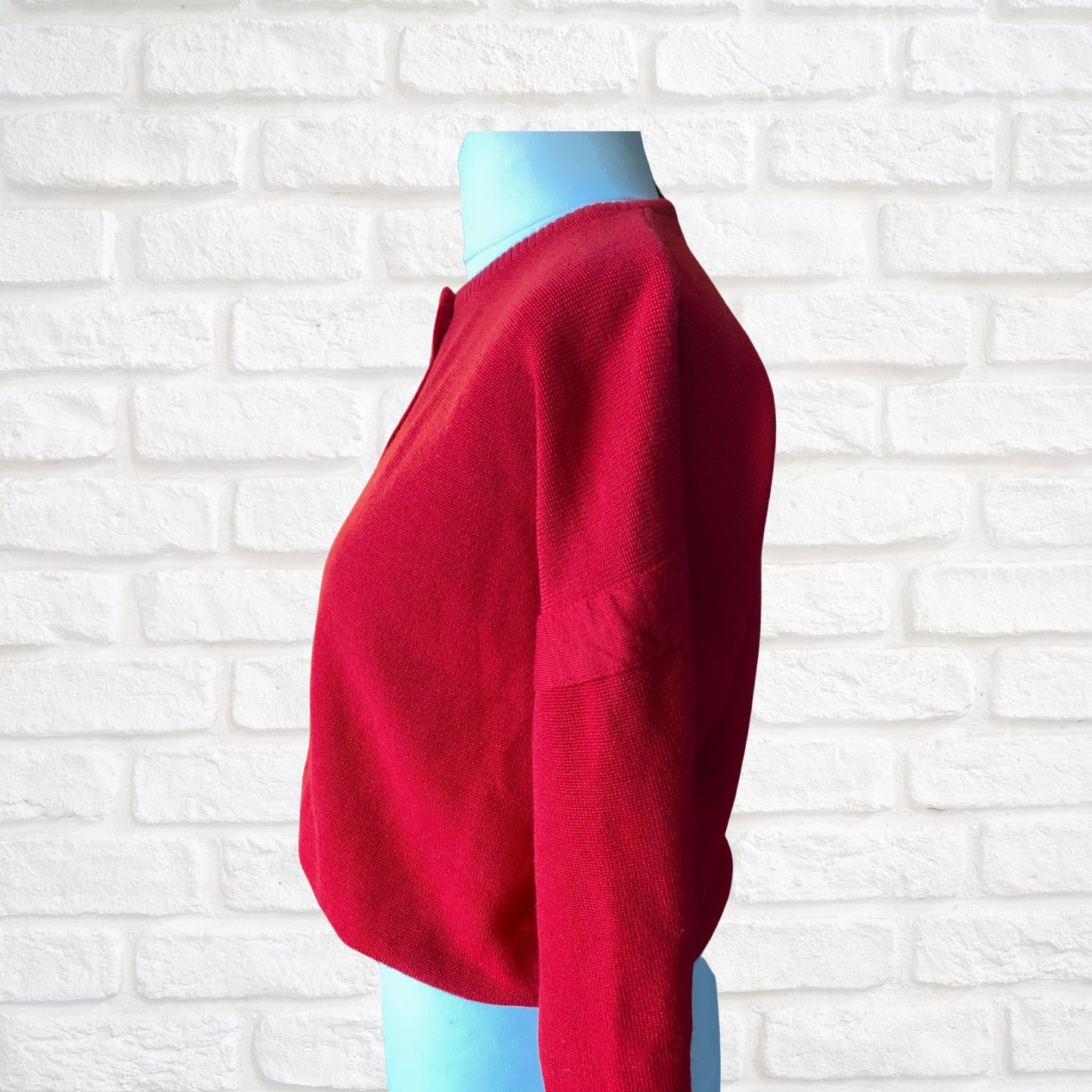Vintage Red 80s Crew Neck Wool Jumper. Approx UK size 16-20