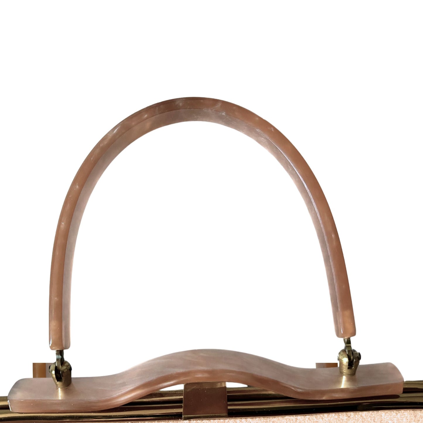 Vintage 1950s Tan Wool Felt Handbag with Lucite Handle - Charles S Kahn Inc, Florida