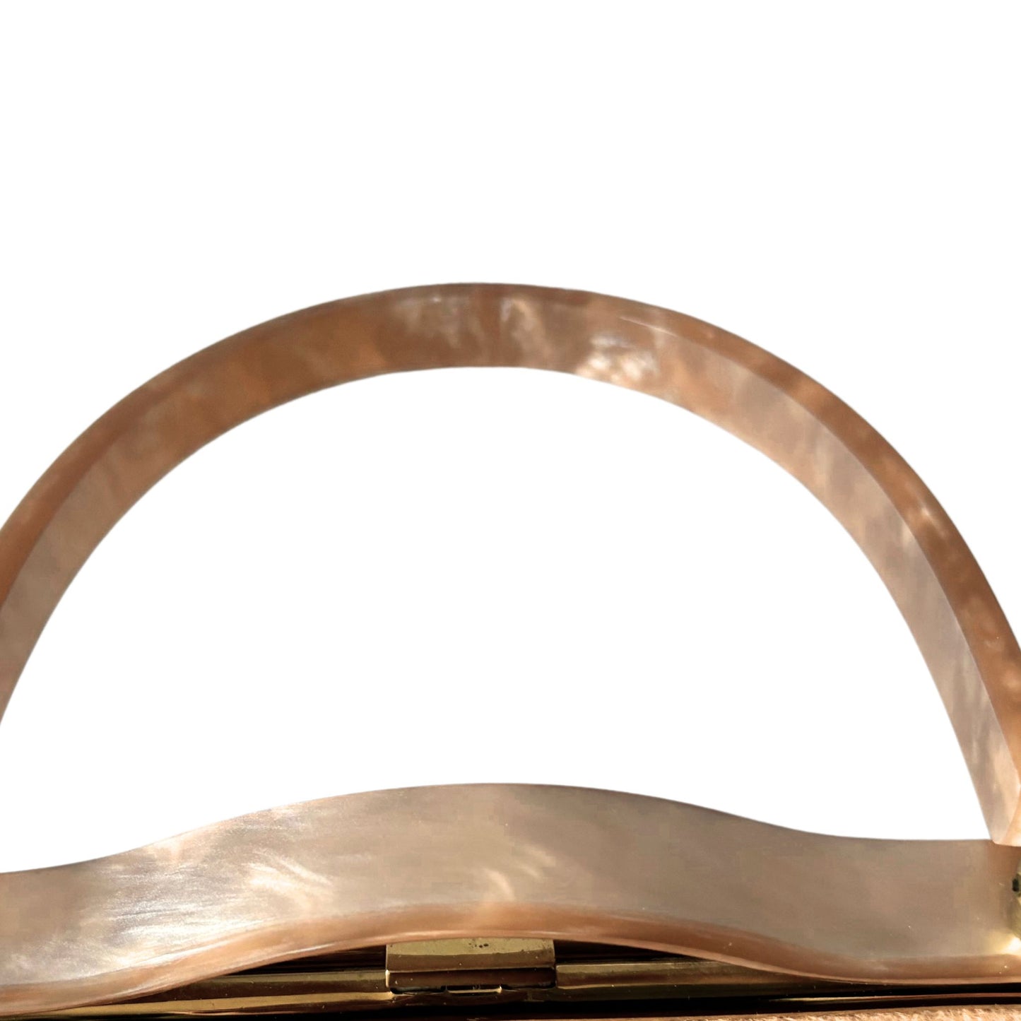 Vintage 1950s Tan Wool Felt Handbag with Lucite Handle - Charles S Kahn Inc, Florida