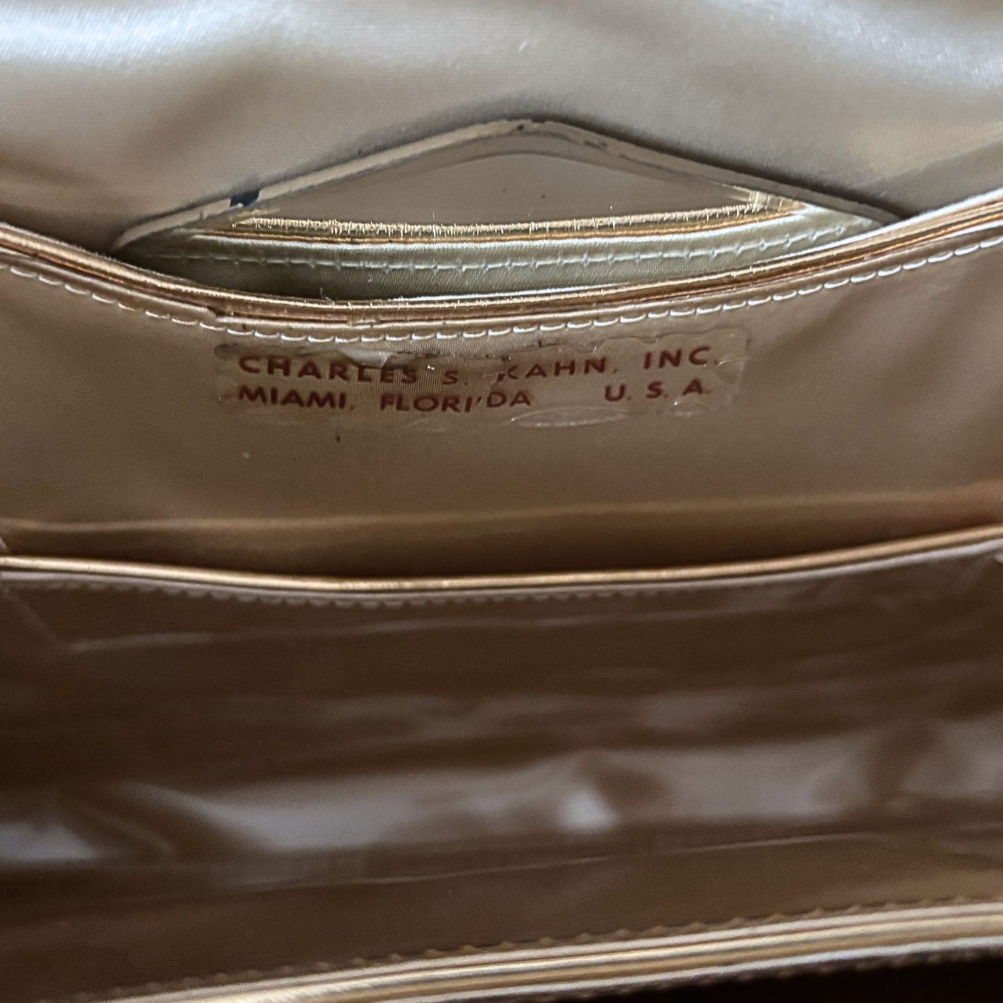 Vintage 1950s Tan Wool Felt Handbag with Lucite Handle - Charles S Kahn Inc, Florida