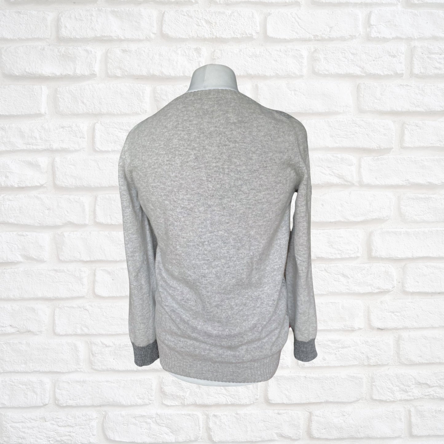 Soft Grey Marl Vintage Wool V Neck Jumper,  Approx UK size 12-16 ( w) sml to med (m)