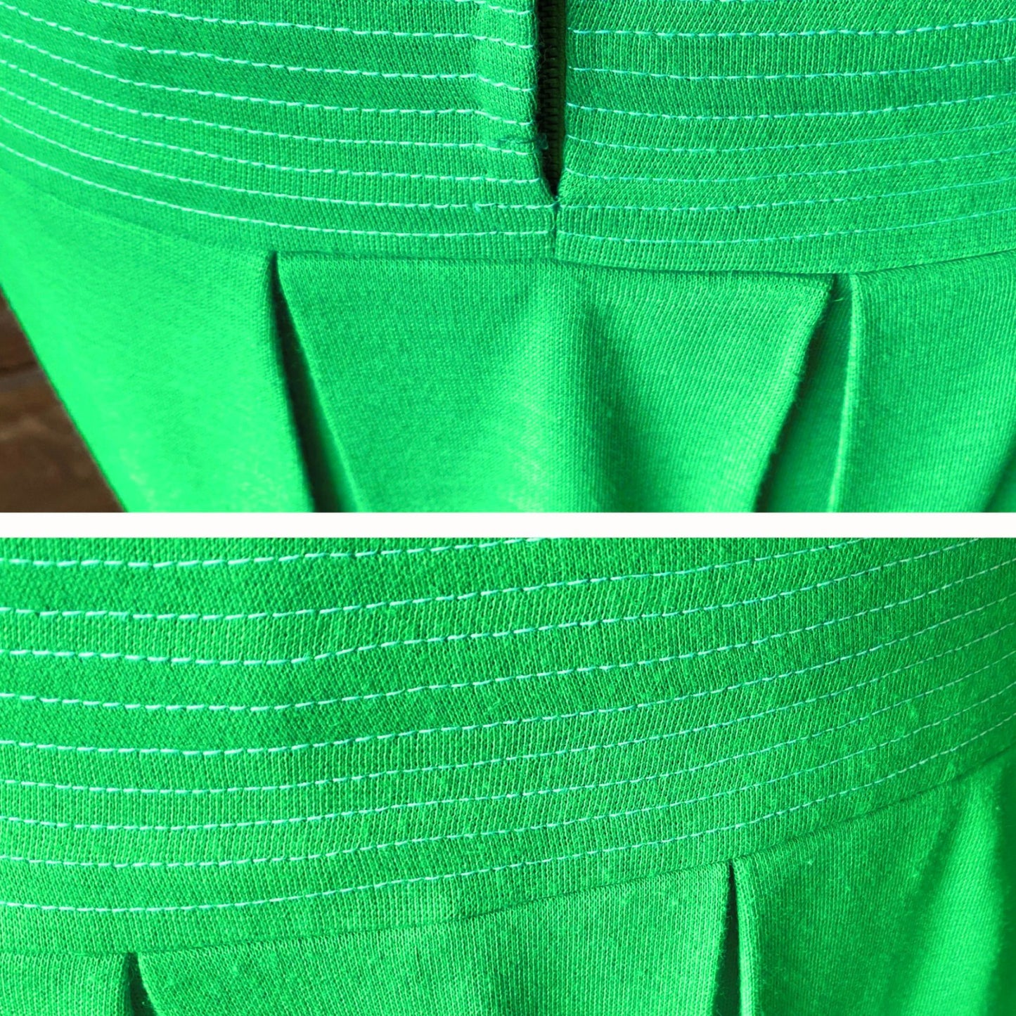 Bright Green Short Sleeved 60s Scooter Dress with Pleated Skirt .Approx UK  size 8-10