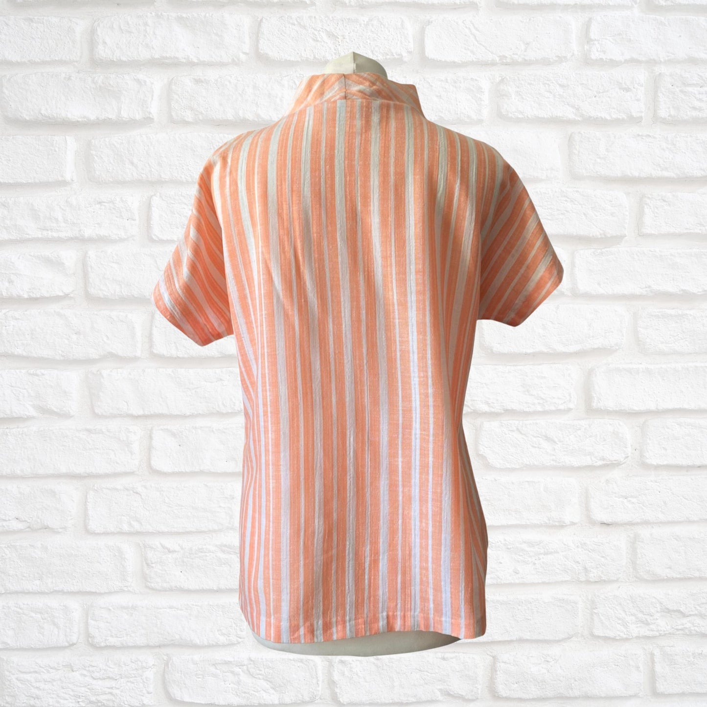 60s Peach and White Striped Linen Smock Top by Jantzen Beachwear. Approx UK size 12-14