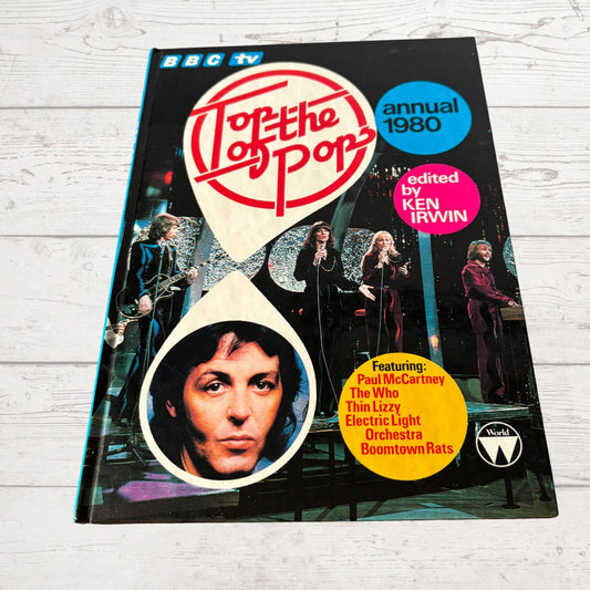Top of the Pops annual book from 1980 on a wooden surface