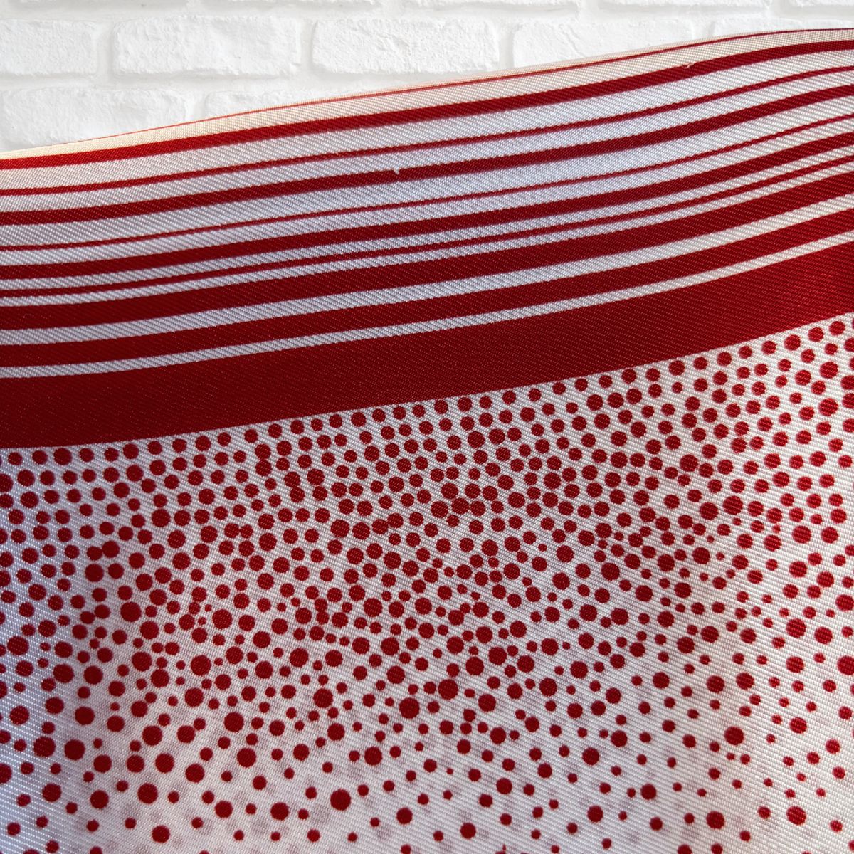 Red and White Striped and Polka Dot Square Vintage Scarf. Great Gift idea