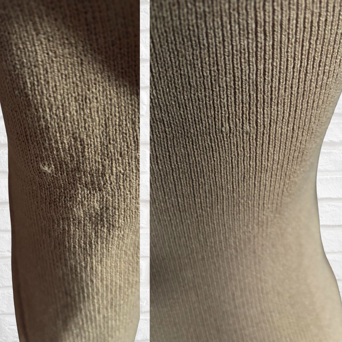 Camel jumper close up flaws