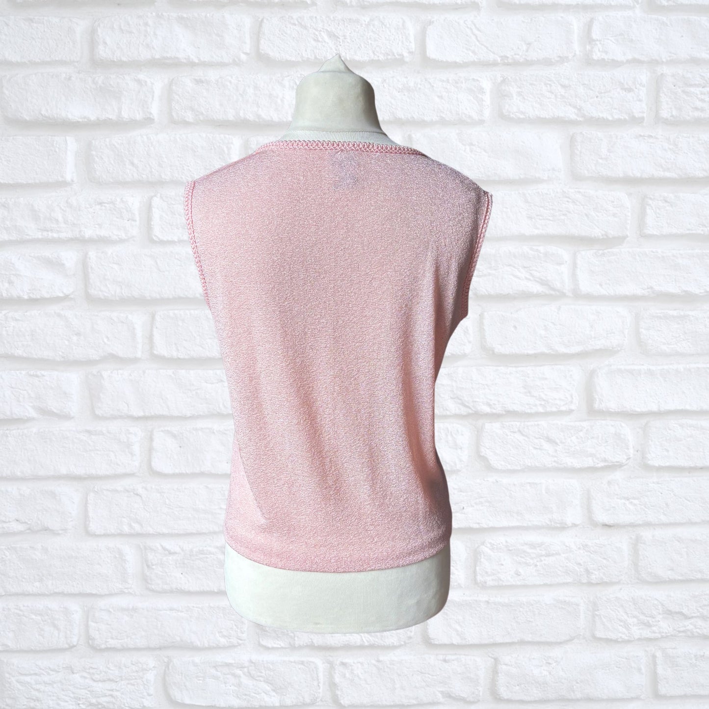 60s sleeveless pink mod top. Vintage St. Michael. Approx UK size 12-14