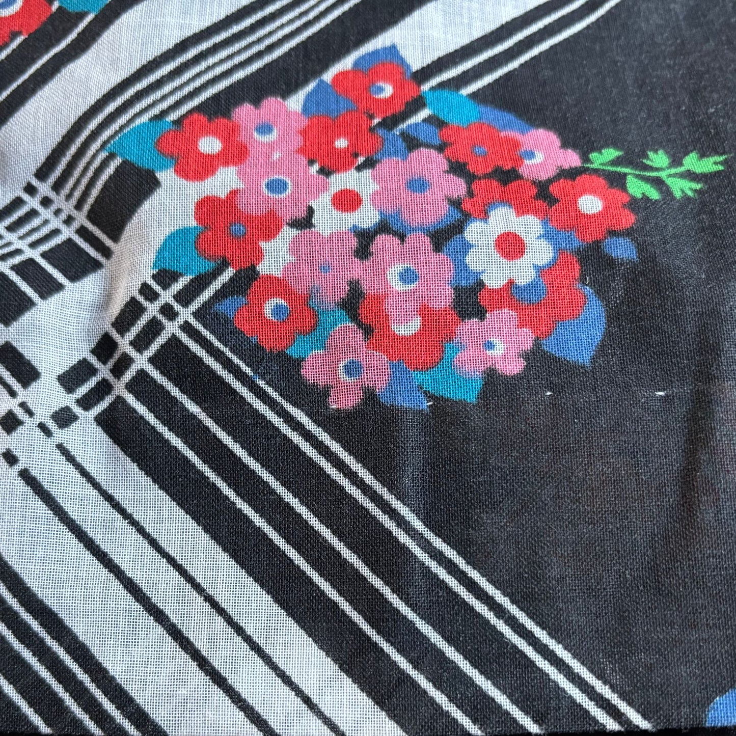 70s Black & White Striped Floral Vintage Maxi Dress with Angel Sleeves. Approx UK size 8-10
