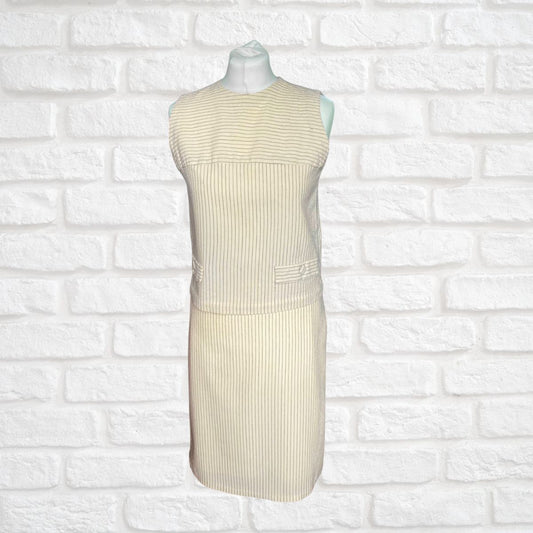 60s cream  and Black fine Pinstripe Skirt Suit – Vintage Co ord set . Approx UK size 8-10
