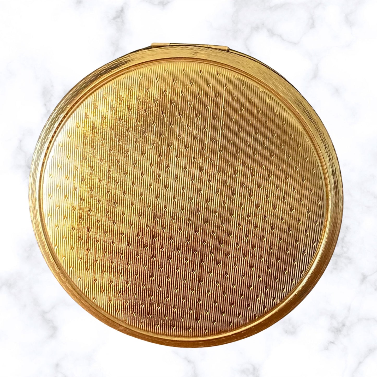 60s gold tone boxed and unused KIGU powder compact