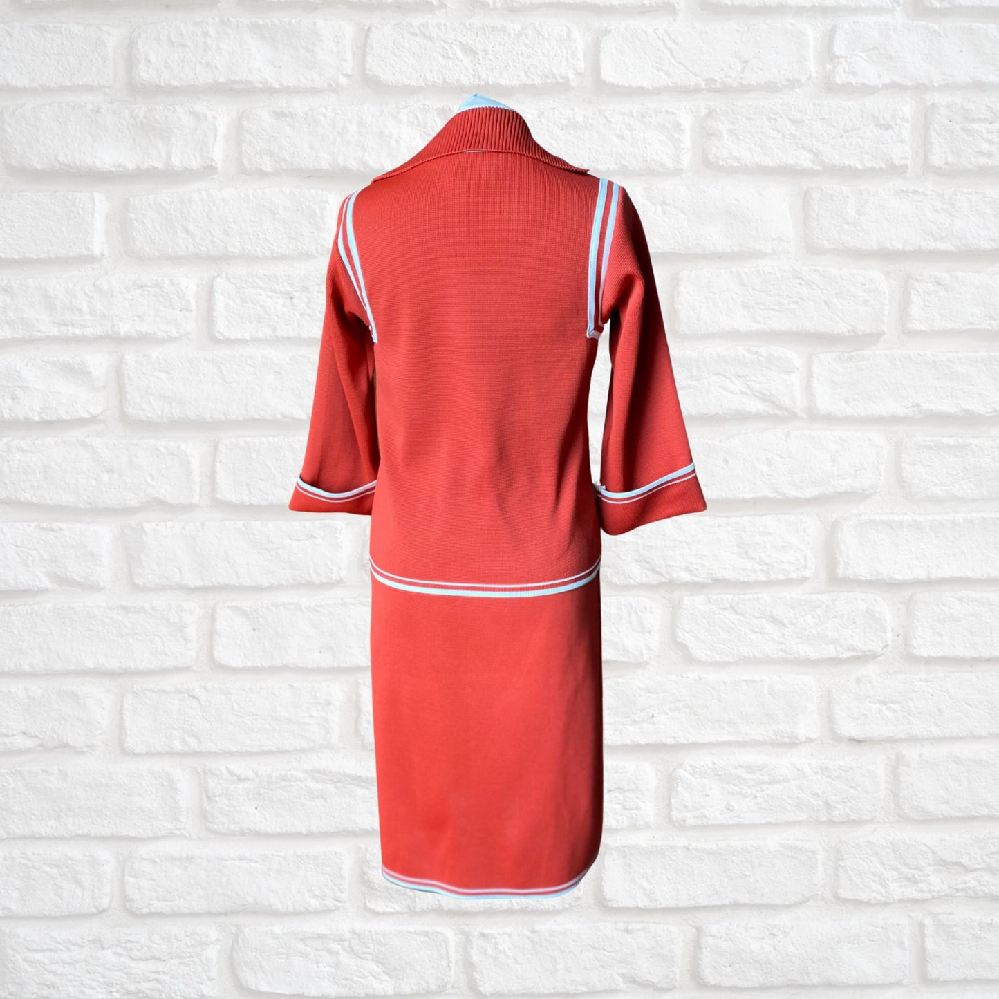 Vintage 1920s style Howard Wolf burnt orange and white skirt suit. Approx UK size 10-12