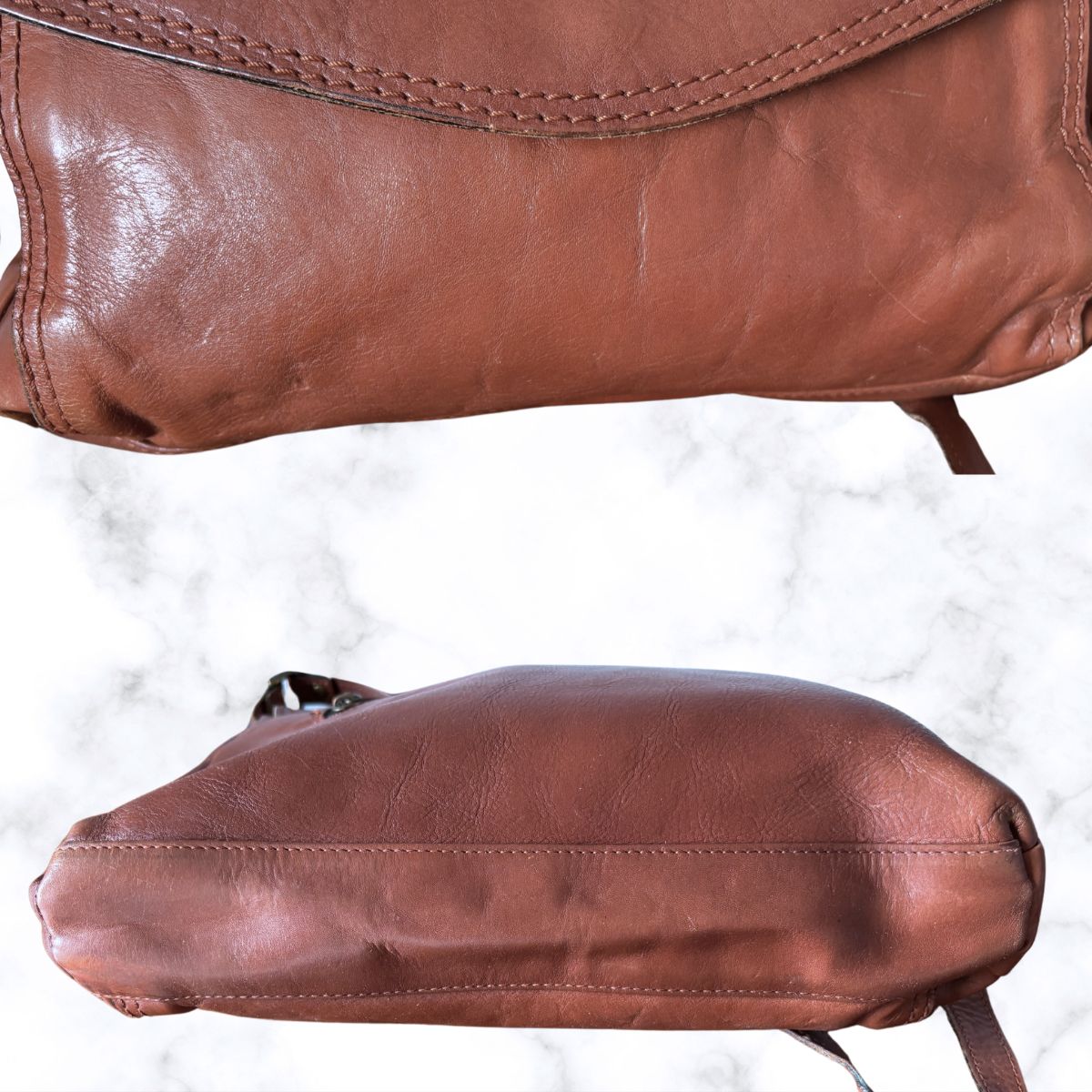 Large Brown Leather Vintage Shoulder/Crossbody Bag with Adjustable Strap