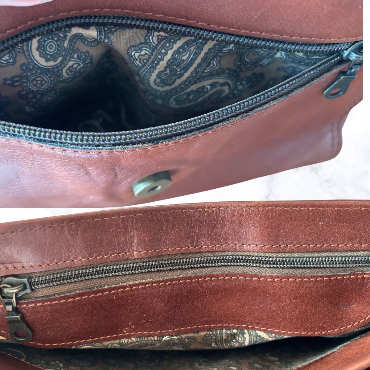 Large Brown Leather Vintage Shoulder/Crossbody Bag with Adjustable Strap