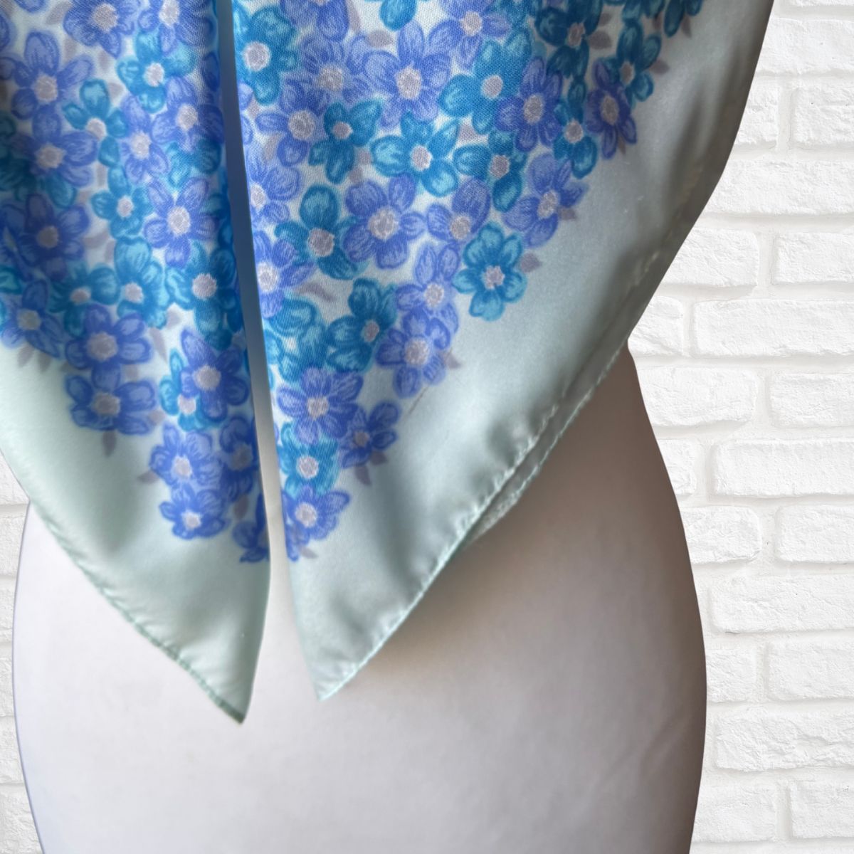 Pretty Blue Floral Large Square Vintage Scarf. Great Gift idea