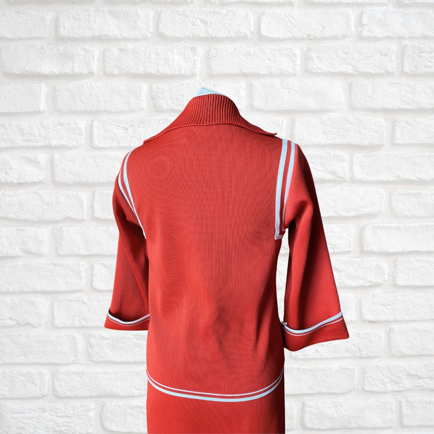 Vintage 1920s style Howard Wolf burnt orange and white skirt suit. Approx UK size 10-12