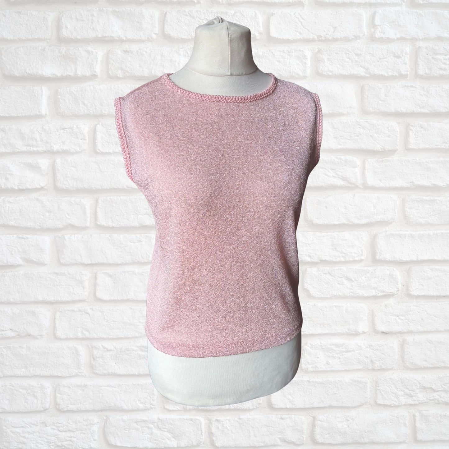 60s sleeveless pink mod top. Vintage St. Michael. Approx UK size 12-14
