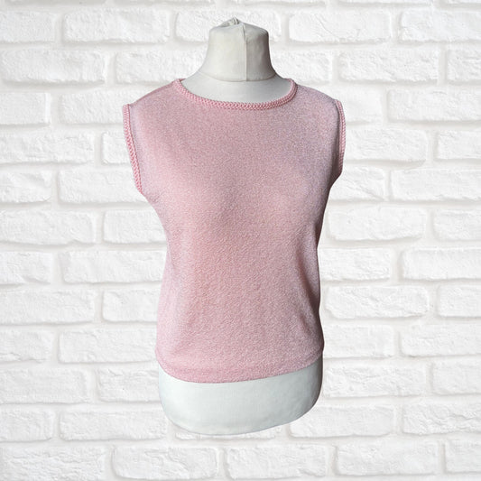 60s sleeveless pink mod top. Vintage St. Michael. Approx UK size 12-14