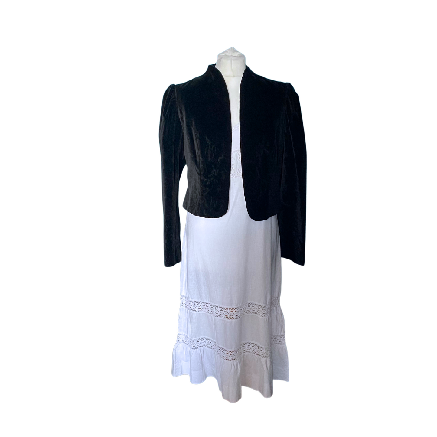 Vintage Austrian Dirndl Cropped Black Velvet Jacket. Approx U.K. size 8-12