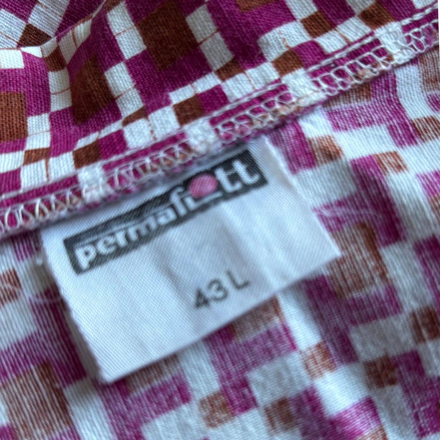 70s Geometric Print Long Sleeved Cotton Vintage Shirt. Approx UK size L - XL(men) 16-18 (women)