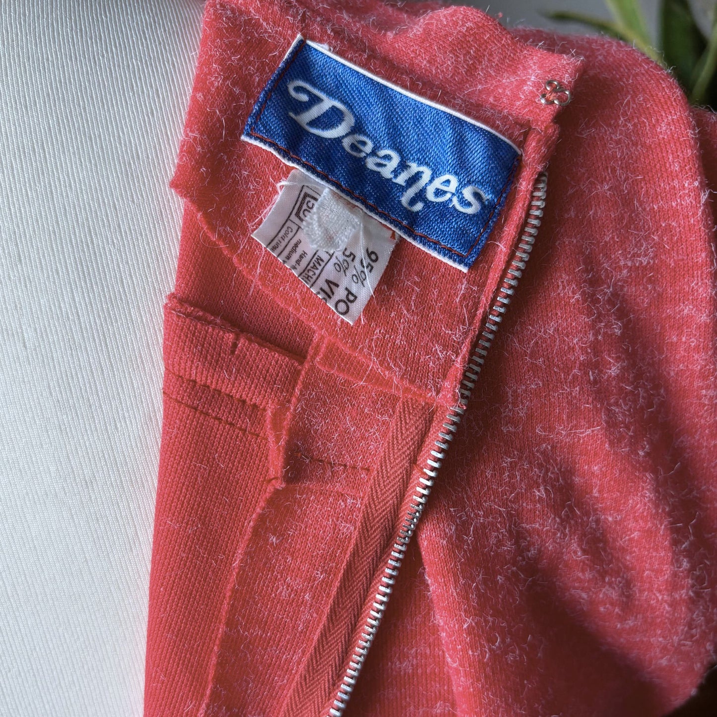 70s Vintage Coral Pink Midi Dress with Bow Neckline and Matching Belt .Approx UK size 16-18