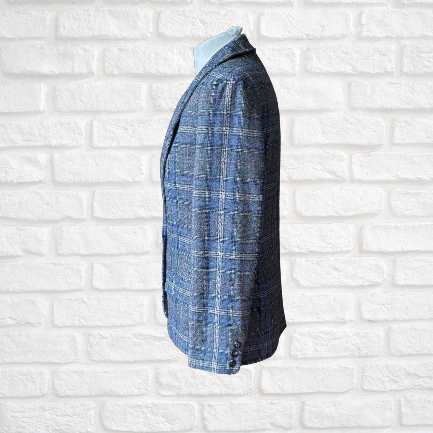 Vintage 80s Pendleton Blue and Grey Checked Blazer. Approx UK size 10-12