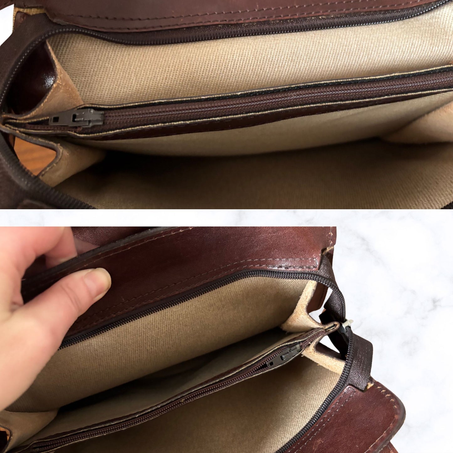 Dark Brown Leather Vintage Shoulder Bag by Icci. Stylish and Secure