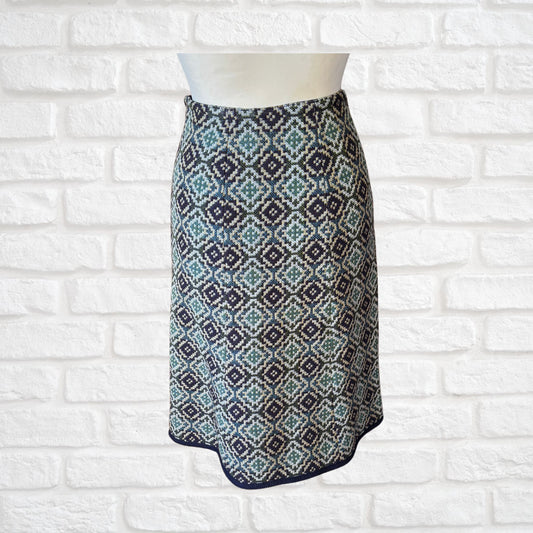 Vintage 70s A-Line Welsh Wool Tapestry Midi Skirt. Approx UK size 8-10