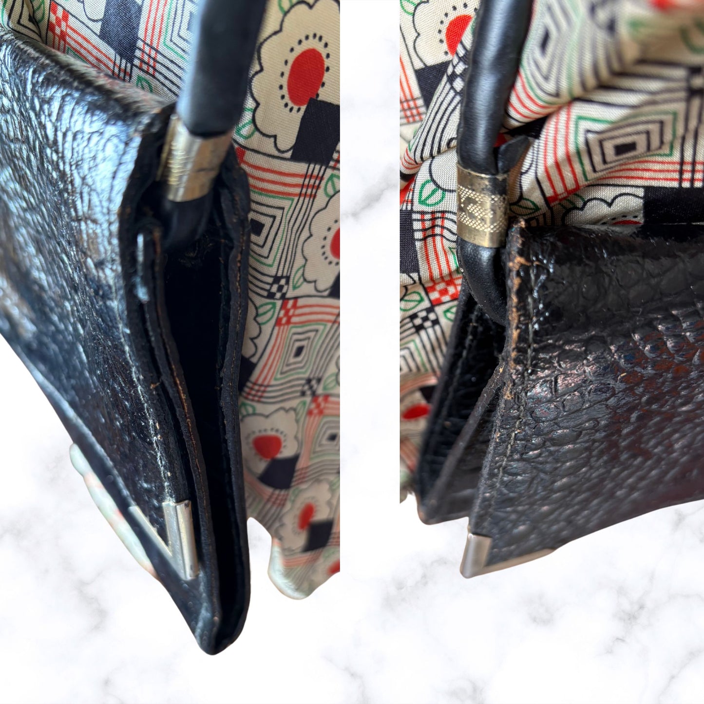 Vintage 80s Black Leather Envelope Bag with Cross Body Strap. Perfect for Nights Out/ Festivals