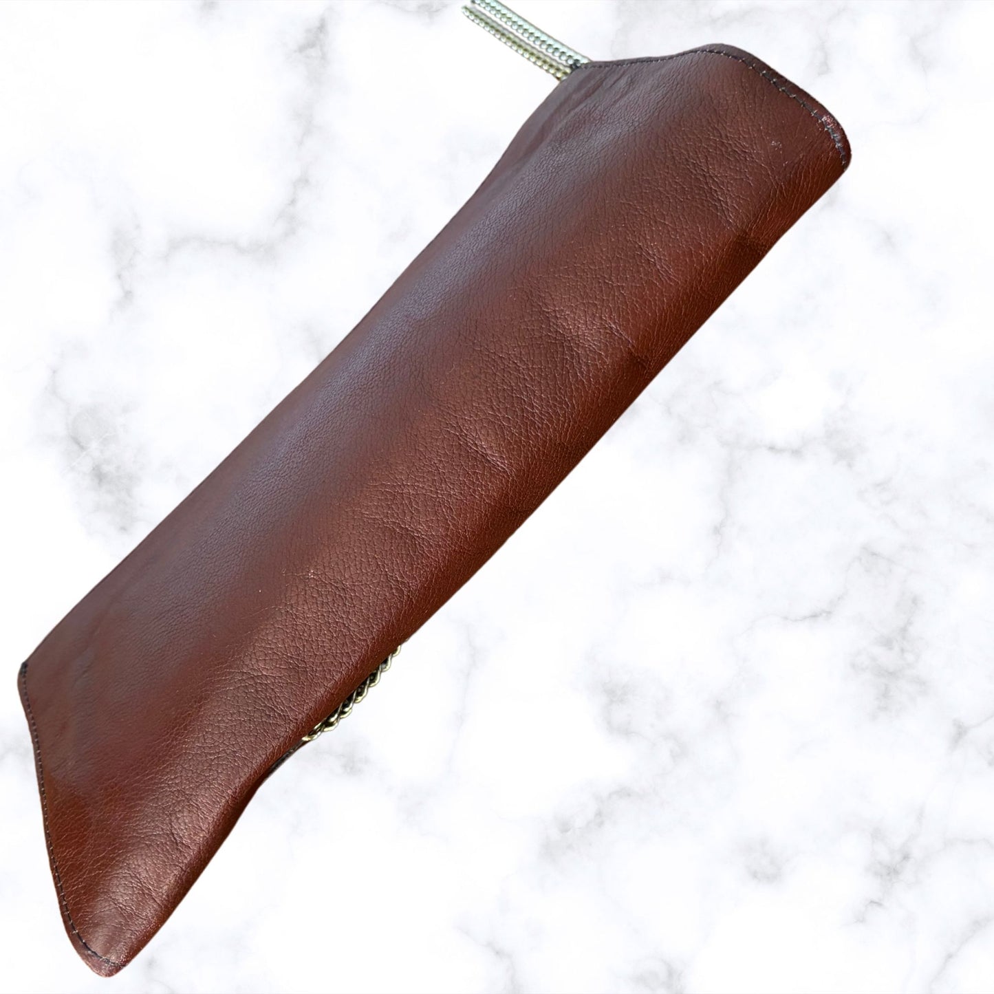 Vintage Brown Leather Envelope Bag with Detachable Chain Strap. The Cambridge Bag